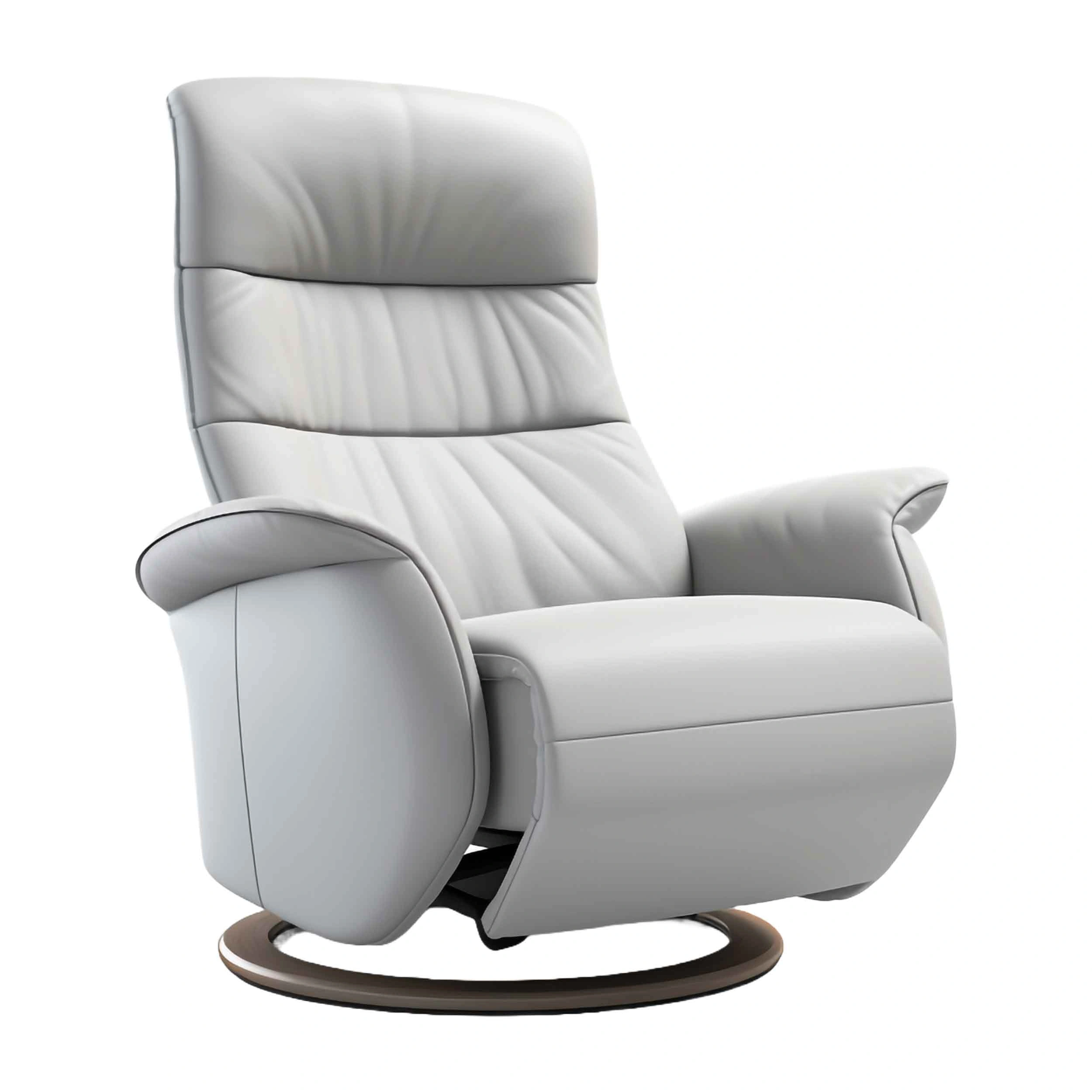 Stylish white leather recliner chair with a comfortable footrest