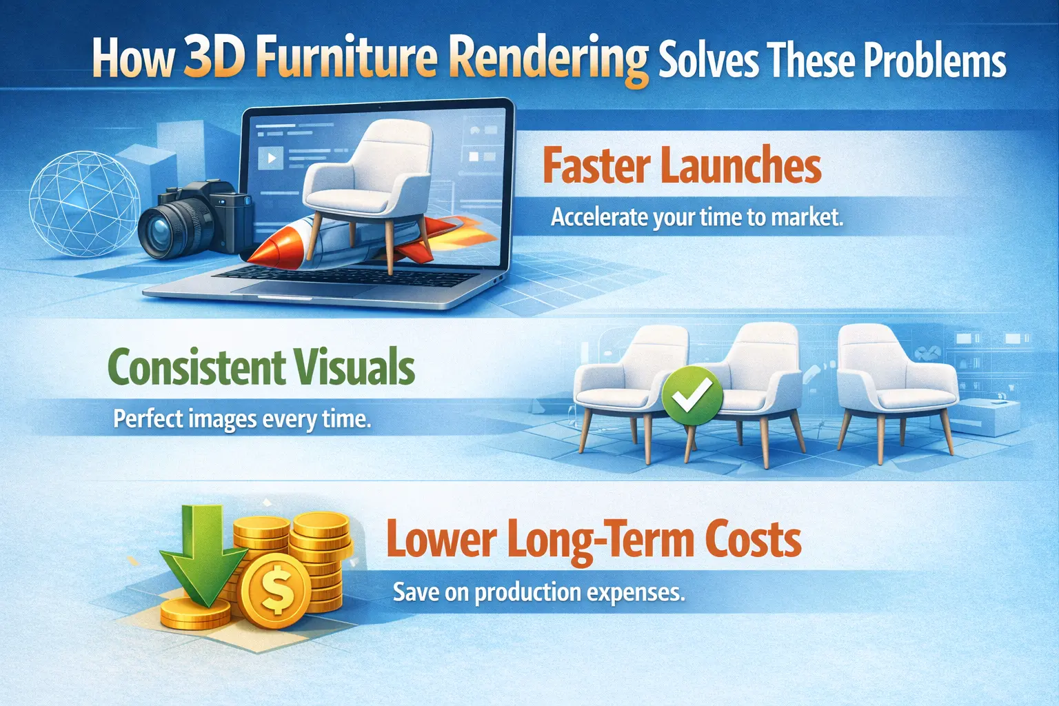How 3D Furniture  Rendering Solves These Problems
