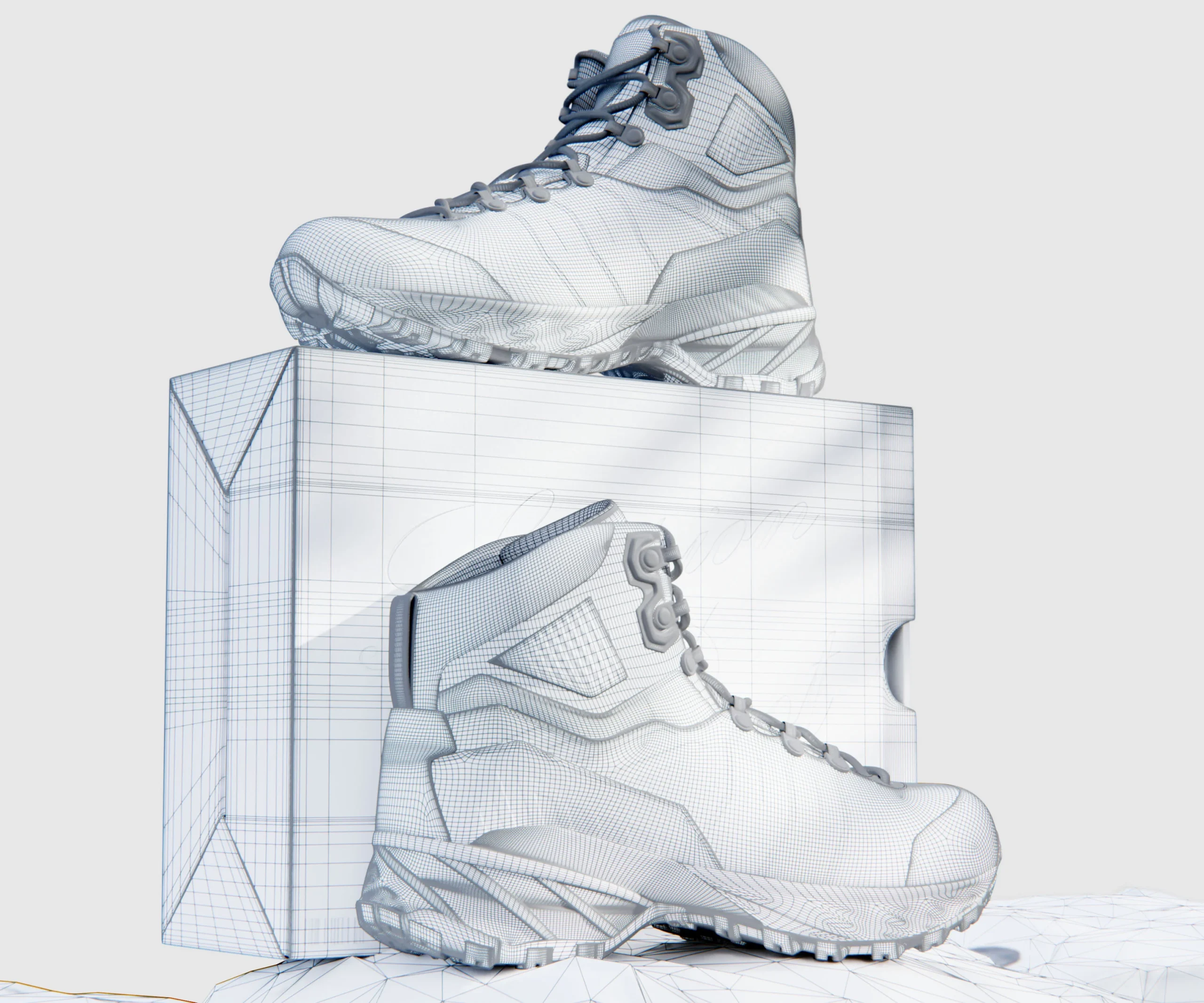 Stylish Boot Angle Wireframe scaled
